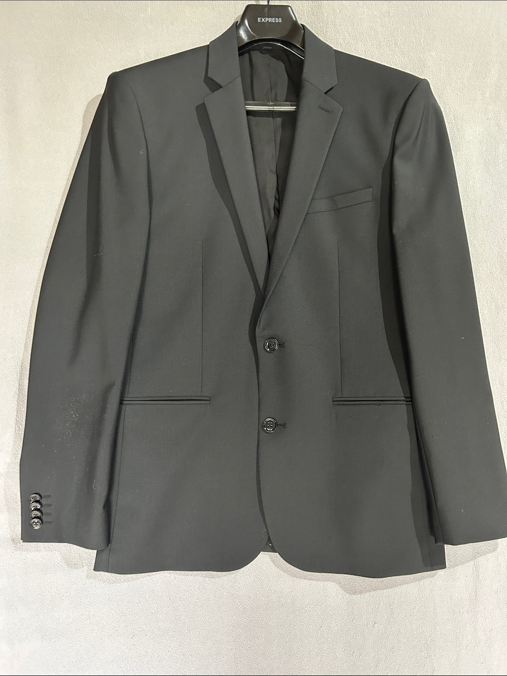 Express Classic Black Wool-Blend Washable Modern Tech Suit Jacket - 38L